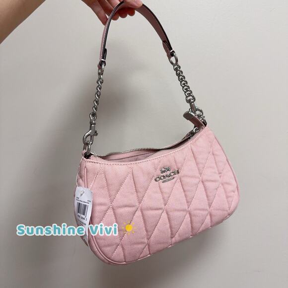 NWT Coach Teri Shoulder Bag CBG86 BALLERINA/CARNATION Denim and smooth leather - Picture 1 of 8